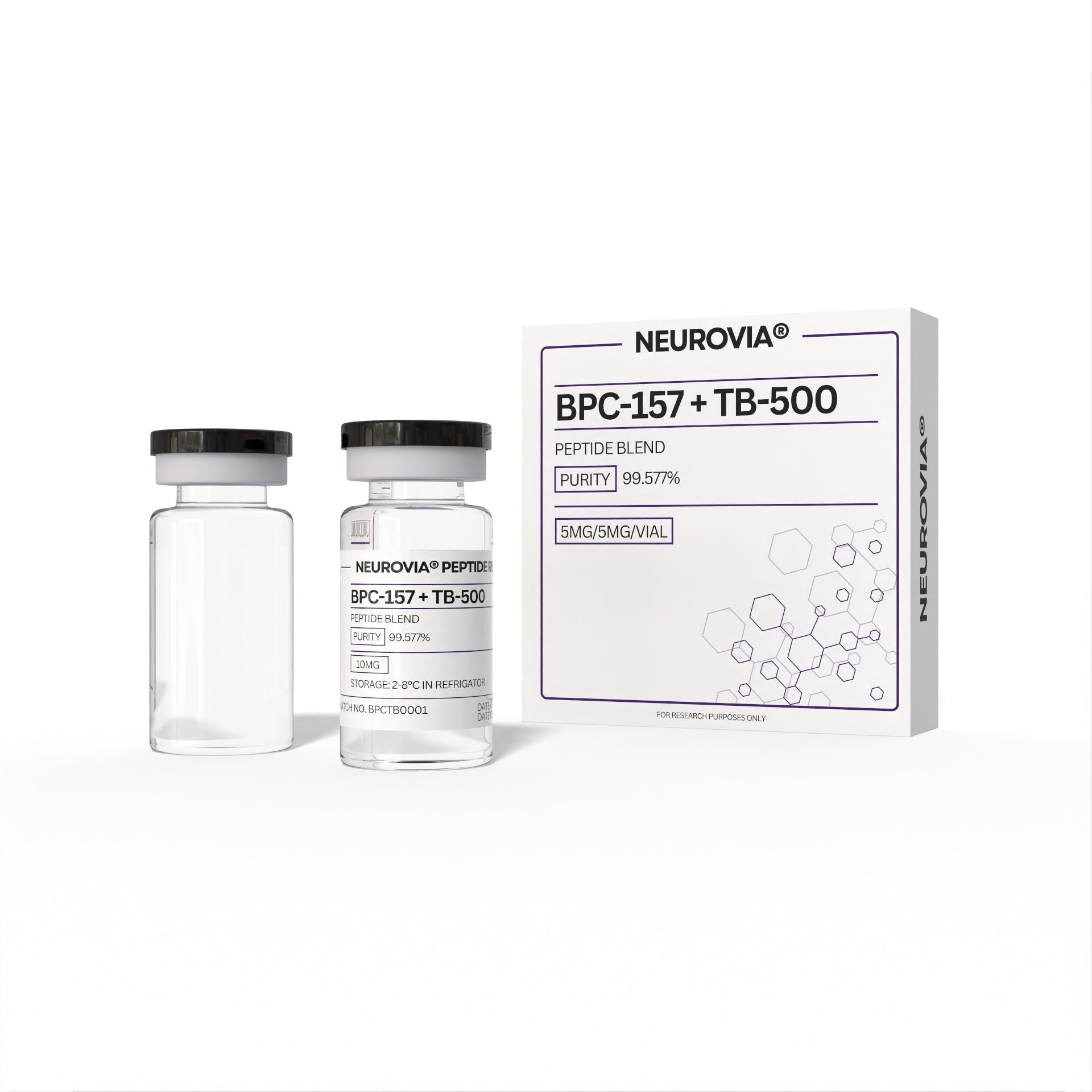 bpc-157 / tb-500 5mg/5mg & (5mg/5mg) Blend - Box of 10 Vials BPC-157 + TB-500 - PeakForm